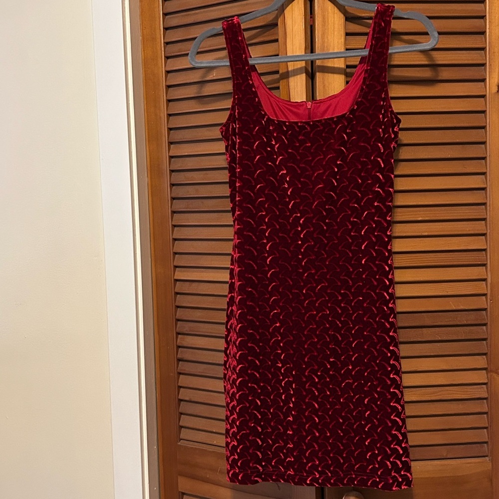 Vintage 80s/90s Algo Red Velvet Dress - Picture 10 of 16
